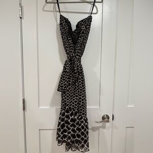 White House Black Market Brown Animal Print Strapless Dress Size 10